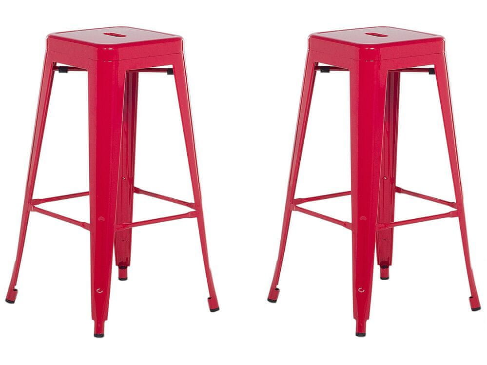 Beliani Sada 2 barových stoličiek 76 cm červená CABRILLO